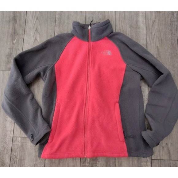 The North Face Fleece Jacket Women Small Red Athletic Full Zip Pockets Coat Logo - Picture 1 of 14